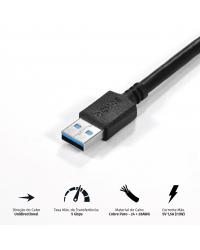 CABO EXTENSOR USB A 3.0 MACHO PARA USB A 3.0 FÊMEA 28AWG PURO COBRE 2 METROS - PUAMF3-2