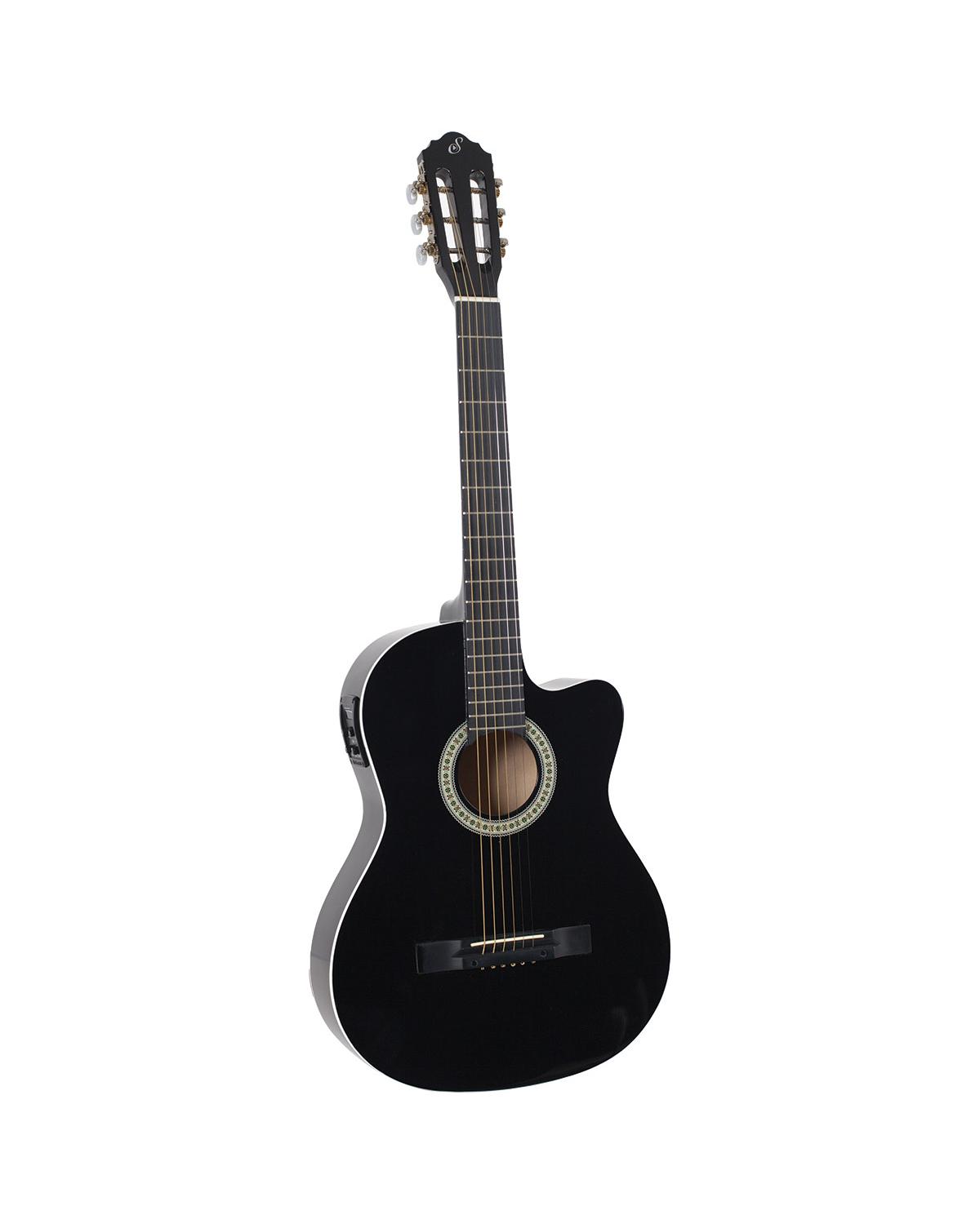 VIOLÃO ELETROACÚSTICO FLAT AÇO SF14 CEQ BK PRETO