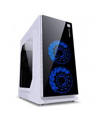 GABINETE GAMER VX GAMING CRATER COM JANELA ACRÍLICA BRANCO COM 2 X FAN FRONTAL 120MM 15 PONTOS DE LED AZUL