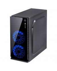 GABINETE GAMER VX GAMING CRATER COM JANELA ACRÍLICA PRETO COM 2 X FAN FRONTAL 120MM 15 PONTOS DE LED AZUL