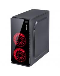 GABINETE GAMER VX GAMING CRATER COM JANELA ACRÍLICA PRETO COM 2 X FAN FRONTAL 120MM 15 PONTOS DE LED VERMELHO