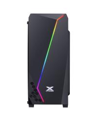 GABINETE GAMER VX GAMING LYNX COM LATERAL ACRÍLICA PRETO FITA LED RGB FRONTAL E COVER DE FONTE