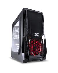 GABINETE GAMER VX GAMING KEPLER COM JANELA LATERAL ACRÍLICA PRETO FRONTAL ACRÍLICO 1 FAN LED VERMELHO