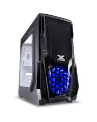 GABINETE GAMER VX GAMING KEPLER COM JANELA LATERAL ACRÍLICA PRETO FRONTAL ACRÍLICO 1 FAN LED AZUL