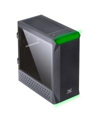 GABINETE GAMER VX GAMING BOREALIS COM JANELA ACRÍLICA COM DOBRADIÇA PRETO FRONTAL COM FITA LED RGB