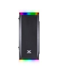 GABINETE GAMER VX GAMING BOREALIS COM JANELA ACRÍLICA COM DOBRADIÇA PRETO FRONTAL COM FITA LED RGB