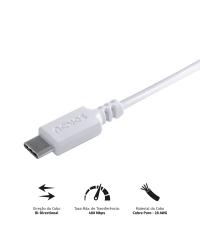 CABO PARA CELULAR USB A 2.0 PARA USB TIPO C 1 METRO BRANCO - PUACB-01