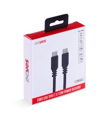 CABO USB TIPO C 3.1 PARA USB TIPO C COM POWER DELIVERY (PD) 100W PARA CELULAR SMARTPHONE 2 METROS PRETO -  P31UCCP-2