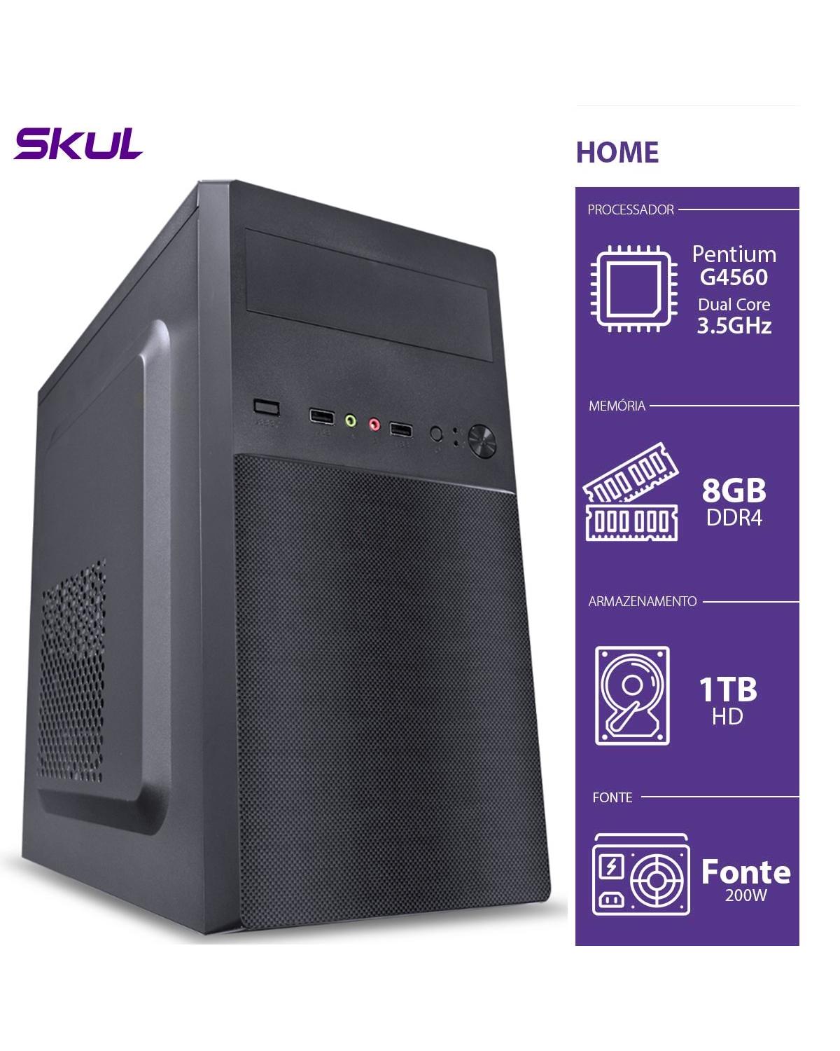 COMPUTADOR HOME H200 - PENTIUM DUAL CORE G4560 3.5GHZ 8GB DDR4 HD 1TB HDMI/VGA FONTE 200W