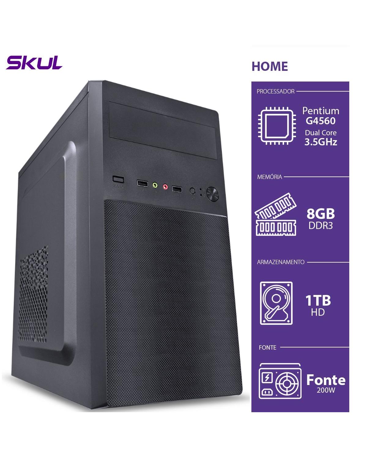 COMPUTADOR HOME H200 - PENTIUM DUAL CORE G4560 3.5GHZ 8GB DDR3 HD 1TB HDMI/VGA FONTE 200W