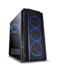 GABINETE MID-TOWER ATMOS PRETO COM 4 FANS 120MM LED AZUL - LATERAL EM VIDRO TEMPERADO - ATPTAZ4FCV