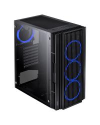 GABINETE MID-TOWER ATMOS PRETO COM 4 FANS 120MM LED AZUL - LATERAL EM VIDRO TEMPERADO - ATPTAZ4FCV