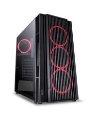 GABINETE MID-TOWER ATMOS PRETO COM 4 FANS 120MM LED VERMELHO - LATERAL EM VIDRO TEMPERADO - ATPTVM4FCV