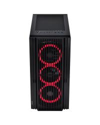 GABINETE MID-TOWER ATMOS PRETO COM 4 FANS 120MM LED VERMELHO - LATERAL EM VIDRO TEMPERADO - ATPTVM4FCV