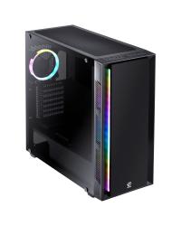 GABINETE MID-TOWER CHROMA PRETO COM LED E FAN TRASEIRO RGB - LATERAL EM VIDRO TEMPERADO - CHPTRGB1FCV