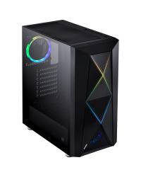 GABINETE MID-TOWER DIMENSION PRETO COM LED E FAN TRASEIRO RGB - LATERAL EM VIDRO TEMPERADO - DIPTRGB1FCV