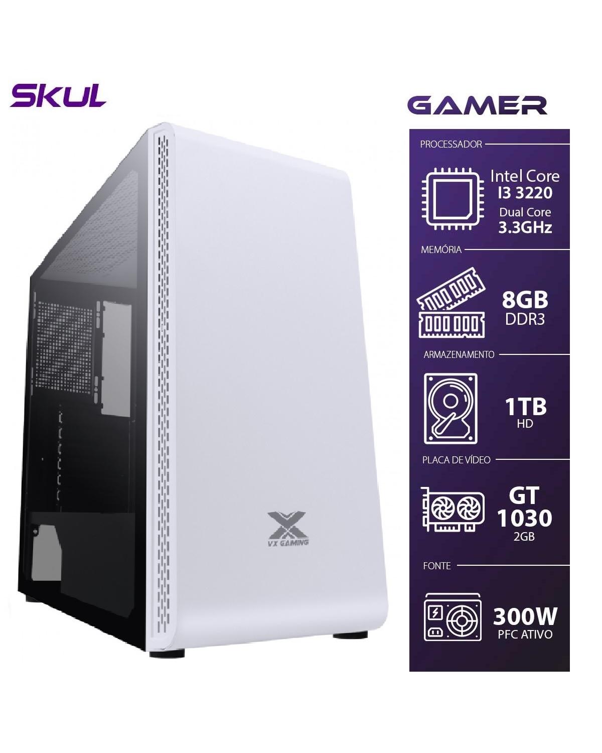 COMPUTADOR GAMER 3000 - I3-3220 3.3GHZ 3ª GER. MEM. 8GB DDR3 HD 1TB GT 1030 2GB FONTE 300W PFC ATIVO