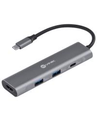 HUB USB TIPO C / TYPE C 4 EM 1 COM 2 USB 3.0 + HDMI + TIPO C COM POWER DELIVERY (PD) 60W - HC-4