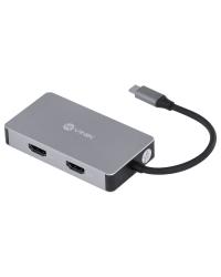 HUB USB TIPO C / TYPE C 5 EM 1 COM 2 HDMI + VGA + USB 3.0 + POWER DELIVERY (PD) 60W - HC-5VGA