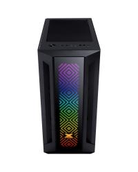 GABINETE GAMER EATX VX GAMING SAGITARIUS COM VIDRO TEMPERADO PRETO FRONTAL COM 3 FANS E FITA LED RGB