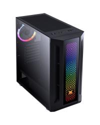 GABINETE GAMER EATX VX GAMING SAGITARIUS COM VIDRO TEMPERADO PRETO FRONTAL COM 3 FANS E FITA LED RGB