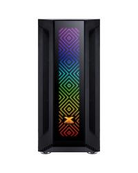 GABINETE GAMER EATX VX GAMING SAGITARIUS COM VIDRO TEMPERADO PRETO FRONTAL COM 3 FANS E FITA LED RGB