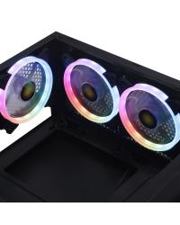 GABINETE GAMER EATX VX GAMING SAGITARIUS COM VIDRO TEMPERADO PRETO FRONTAL COM 3 FANS E FITA LED RGB