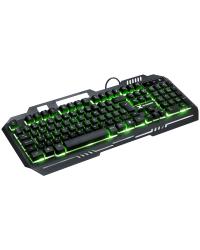 TECLADO GAMER VX GAMING SHIELD ABNT2 MULTIMIDIA LED VERDE 1.8 METROS USB TOPO EM METAL SENSACAO MECANICA - GT604