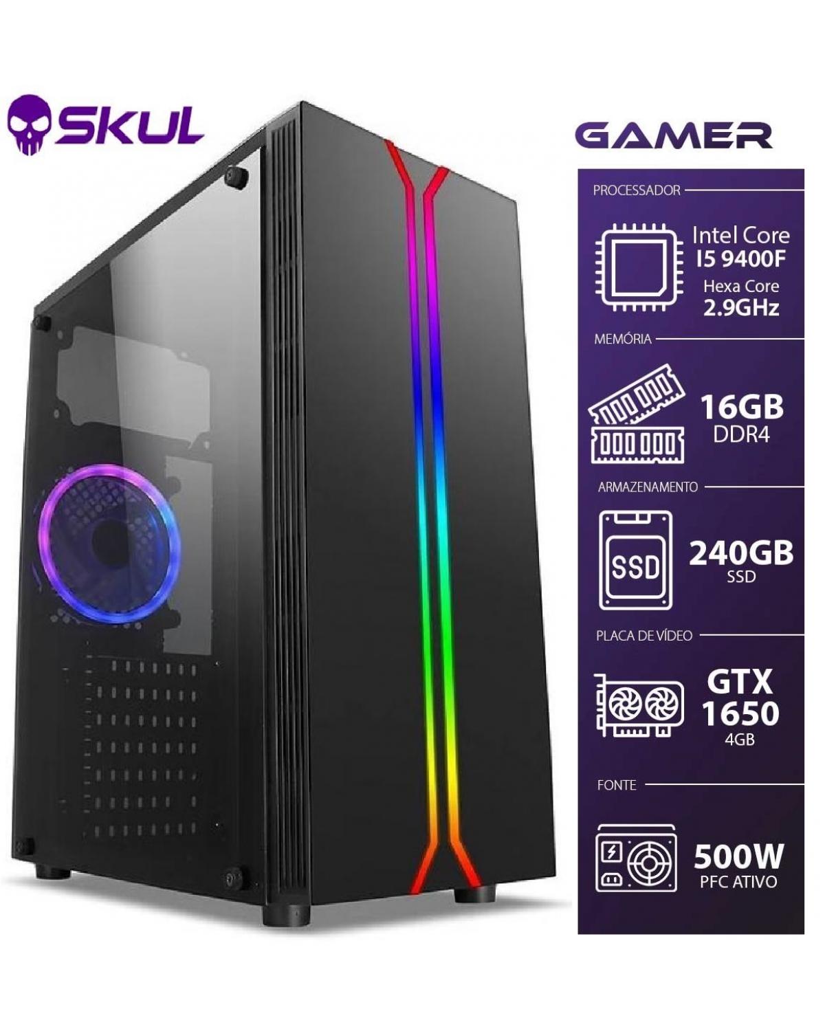 COMPUTADOR GAMER 5000 - I5 9400F 2.9GHZ 9ª GER. MEM. 16GB DDR4 SSD 240GB GTX 1650 4GB FONTE 600W WHITE