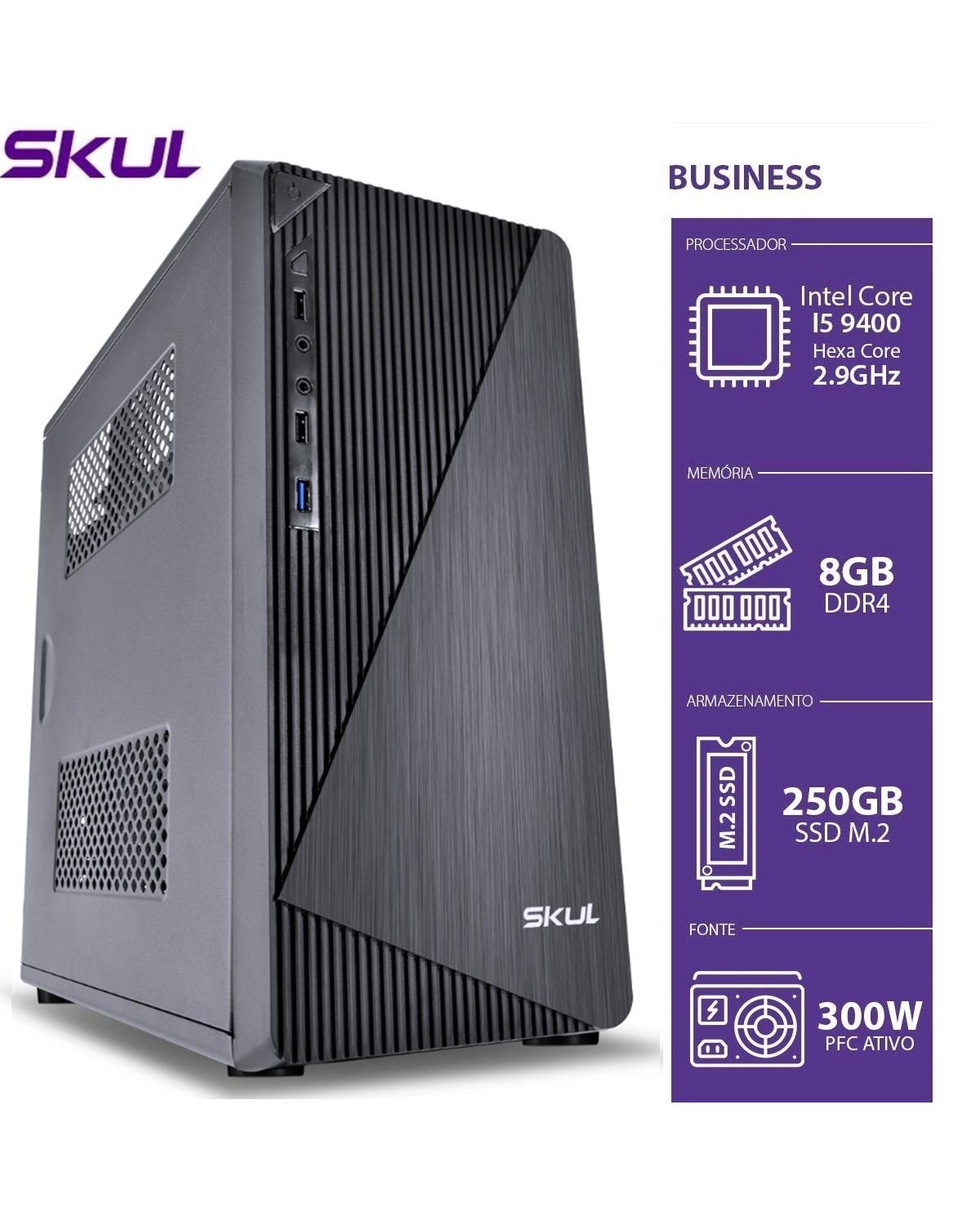 COMPUTADOR BUSINESS B500 - I5 9400 2.9GHZ MEM 8GB DDR4 SSD M.2 NVME 250GB(L-3500MBPS)/(G-1050MBPS)HDMI/VGA FONTE 300W