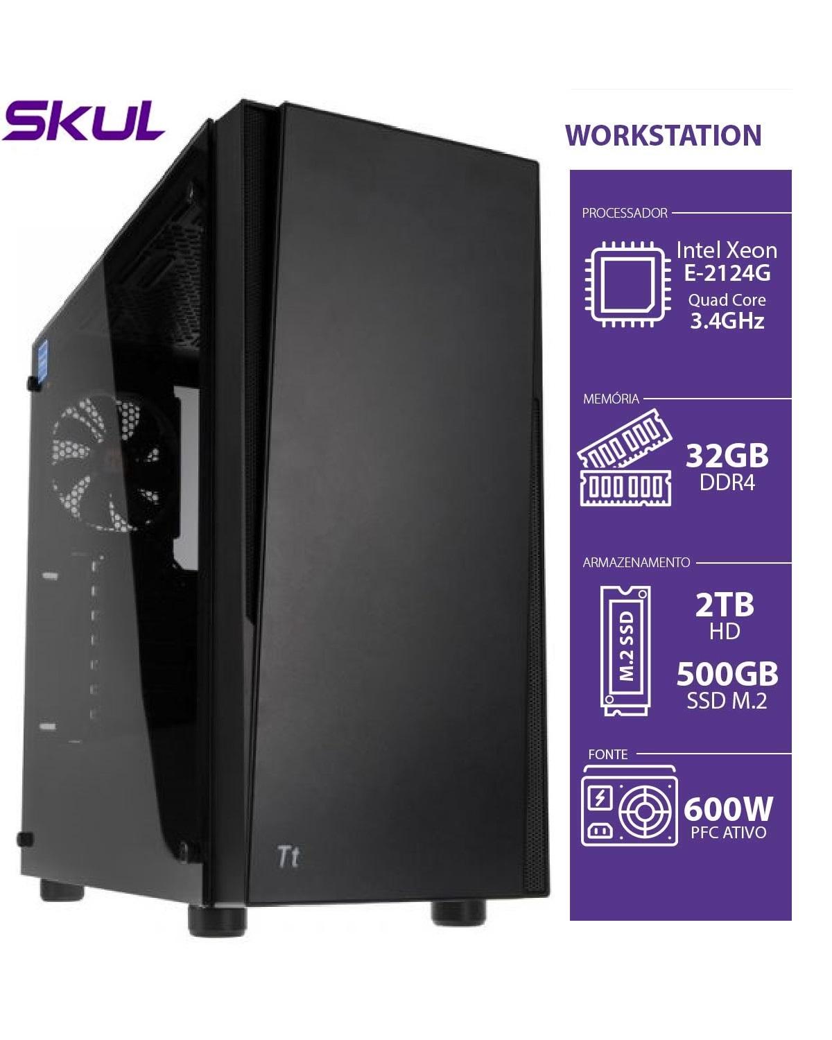 COMPUTADOR BUSINESS B500 - WORKSTATION XEON E-2124G 3.4GHZ MEM 32GB DDR4 SSD M.2 NVME 500GB HD 2TB FONTE 600W