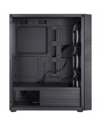 GABINETE GAMER VX GAMING ANTARES COM VIDRO TEMPERADO PRETO FRONTAL COM 3 FANS RGB PLACA DE VÍDEO VERTICAL