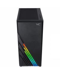 GABINETE GAMER VX GAMING SCORPIUS COM VIDRO TEMPERADO PRETO FRONTAL COM FITA LED RGB PLACA DE VÍDEO VERTICAL