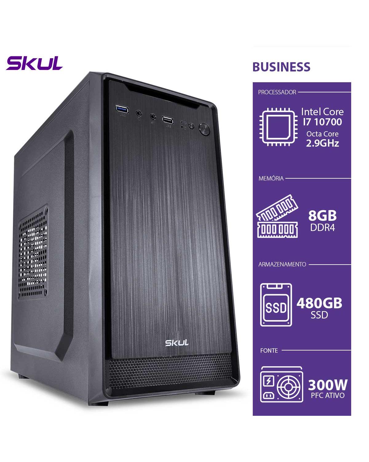 COMPUTADOR BUSINESS B700 - I7 10700 2.9GHZ MEM 8GB DDR4 SSD 480GB HDMI/VGA FONTE 300W PFC ATIVO