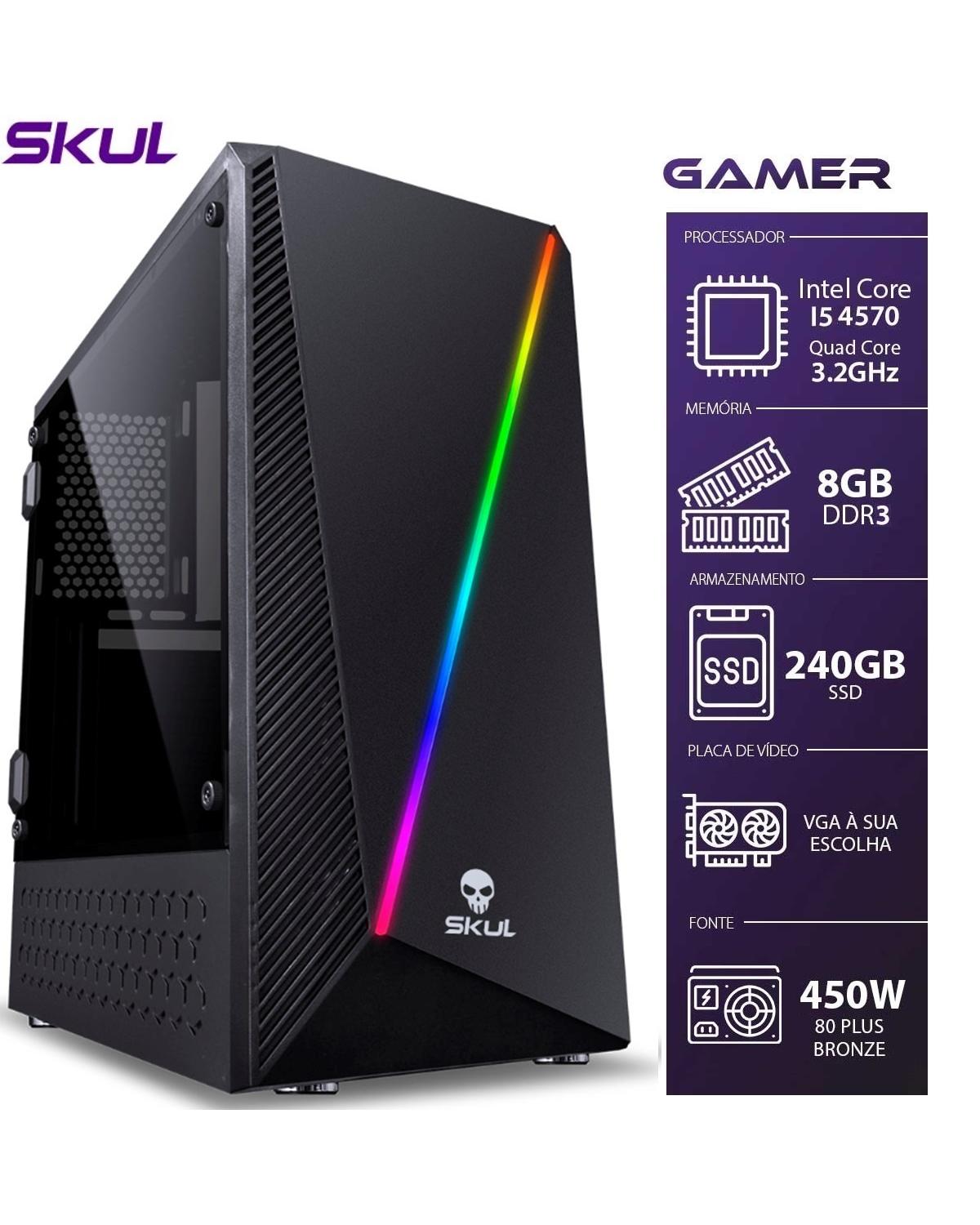 COMPUTADOR GAMER 5000 - I5 4570 3.2GHZ 4ª GER MEM 8GB DDR3 SSD 240GB FONTE CORSAIR 450W