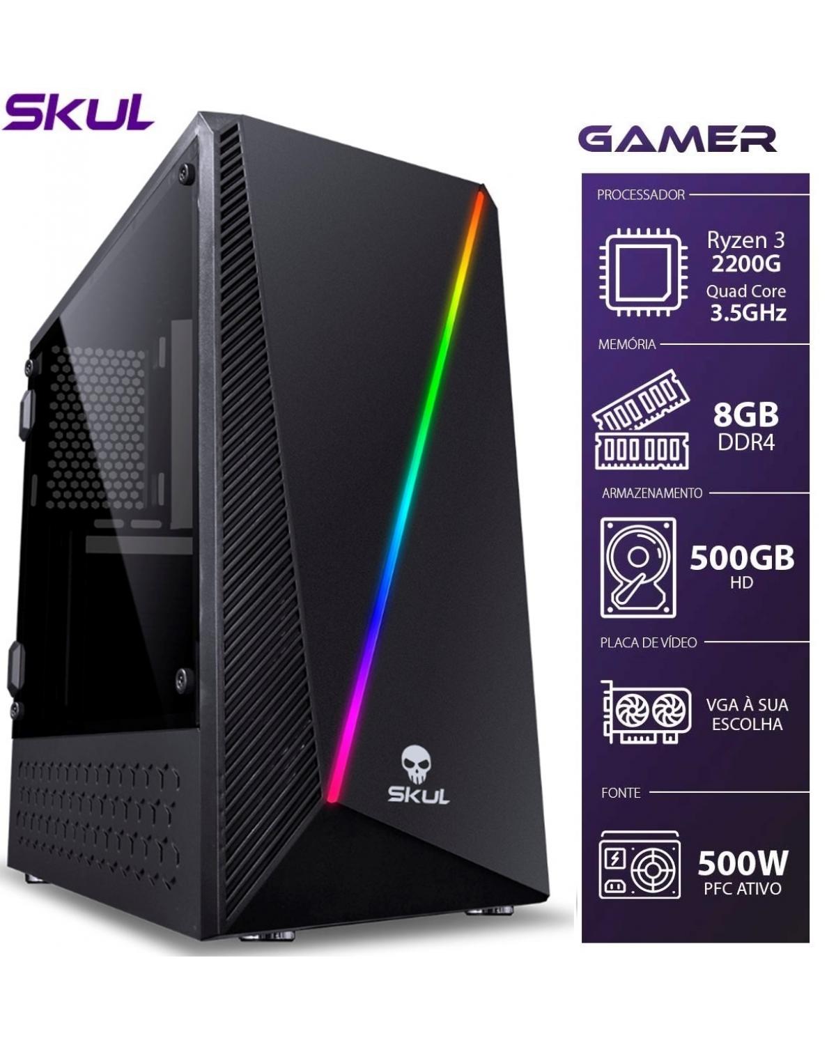 COMPUTADOR GAMER 3000 - RYZEN 3 2200G 3.5GHZ MEM. 8GB DDR4 HD 500GB FONTE 500W 80 PLUS WHITE