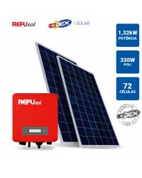 GERADOR SOLAR 1,32KWP INVERSOR REFUSOL 3,3KWP 4 PAINEIS 330W ODEX SB TELHA FIBROCIMENTO MADEIRA