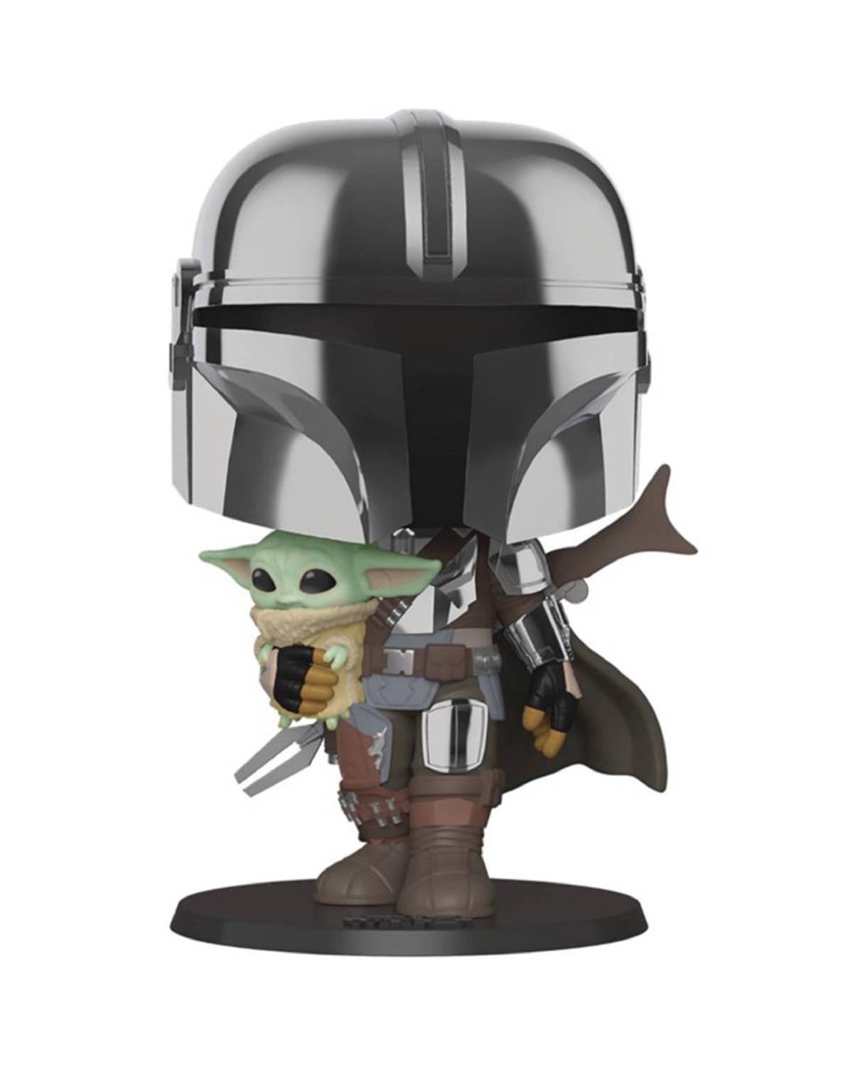 POP! STAR WARS: MANDALORIAN - THE MANDALORIAN COM CHILD BABY YODA - CHROME - 25 CM #380