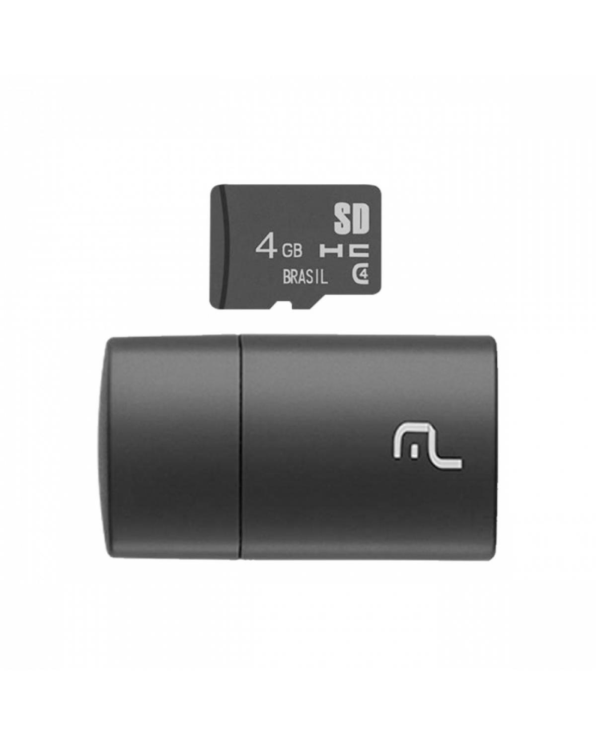 CARTÃO MICRO SD 4GB COM LEITOR USB CLASSE 4 MC160