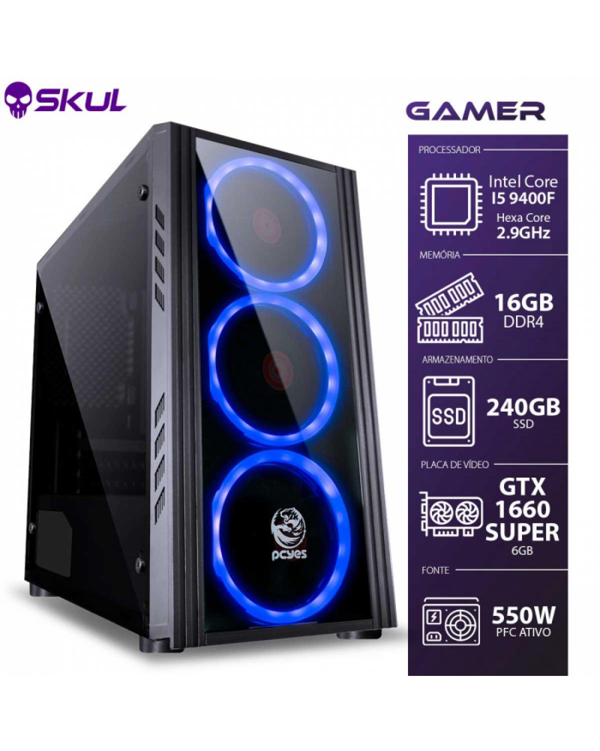 COMPUTADOR GAMER 5000 - I5 9400F 2.9GHZ 9ª GER. MEM. 8GB DDR4 SSD 240GB GTX 1660 SUPER 6GB FONTE 550W