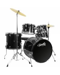 BATERIA ACUSTICA - LINHA SONORA - 22", 10", 12", 14", 16" - COM KIT DE FERRAGENS E BANCO - BLACK SPARKLE - BST1954BLS