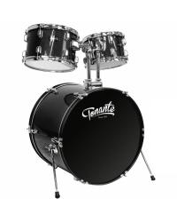 BATERIA ACUSTICA - LINHA SONORA - 22", 10", 12", 14", 16" - COM KIT DE FERRAGENS E BANCO - BLACK SPARKLE - BST1954BLS