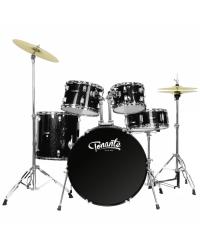 BATERIA ACUSTICA - LINHA SONORA - 22", 10", 12", 14", 16" - COM KIT DE FERRAGENS E BANCO - BLACK SPARKLE - BST1954BLS