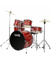 BATERIA ACUSTICA - LINHA SONORA - 22", 10", 12", 14", 16" - COM KIT DE FERRAGENS E BANCO - RED APPLE - BST1954RA