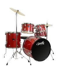 BATERIA ACUSTICA - LINHA SONORA - 22", 10", 12", 14", 16" - COM KIT DE FERRAGENS E BANCO - RED APPLE - BST1954RA