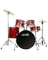 BATERIA ACUSTICA - LINHA SONORA - 22", 10", 12", 14", 16" - COM KIT DE FERRAGENS E BANCO - RED APPLE - BST1954RA