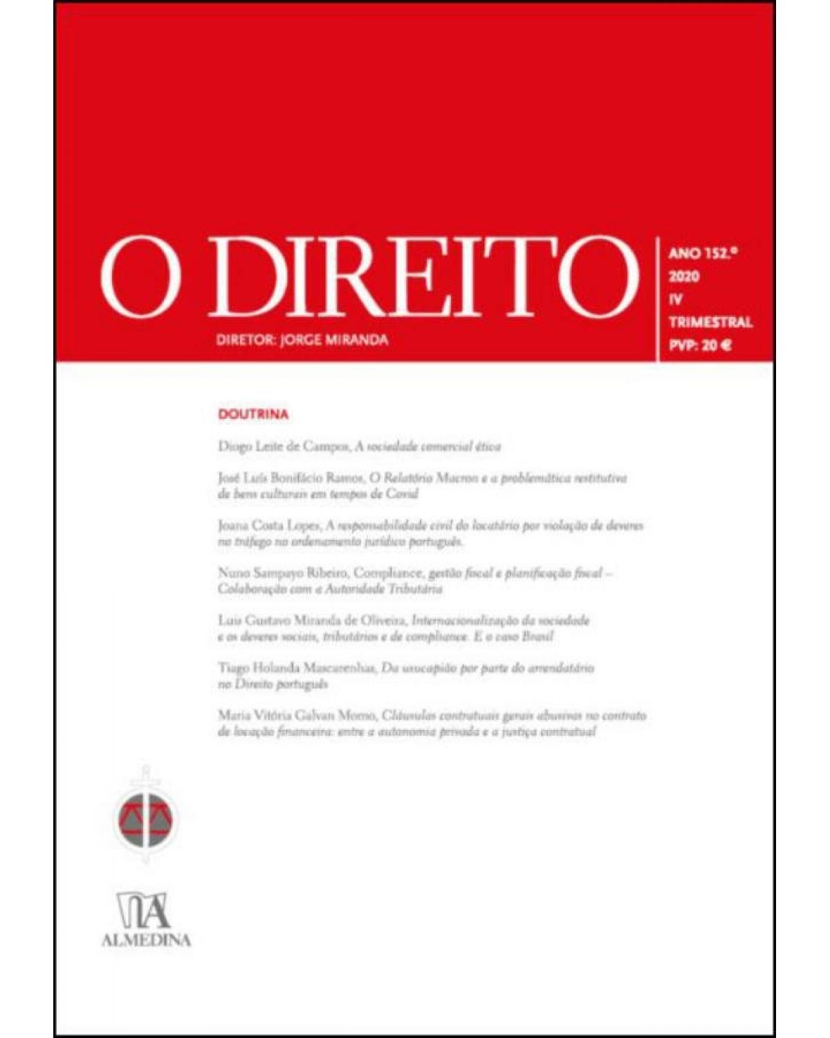 O direito - Volume 4: ano 152º - 1ª Edição | 2021