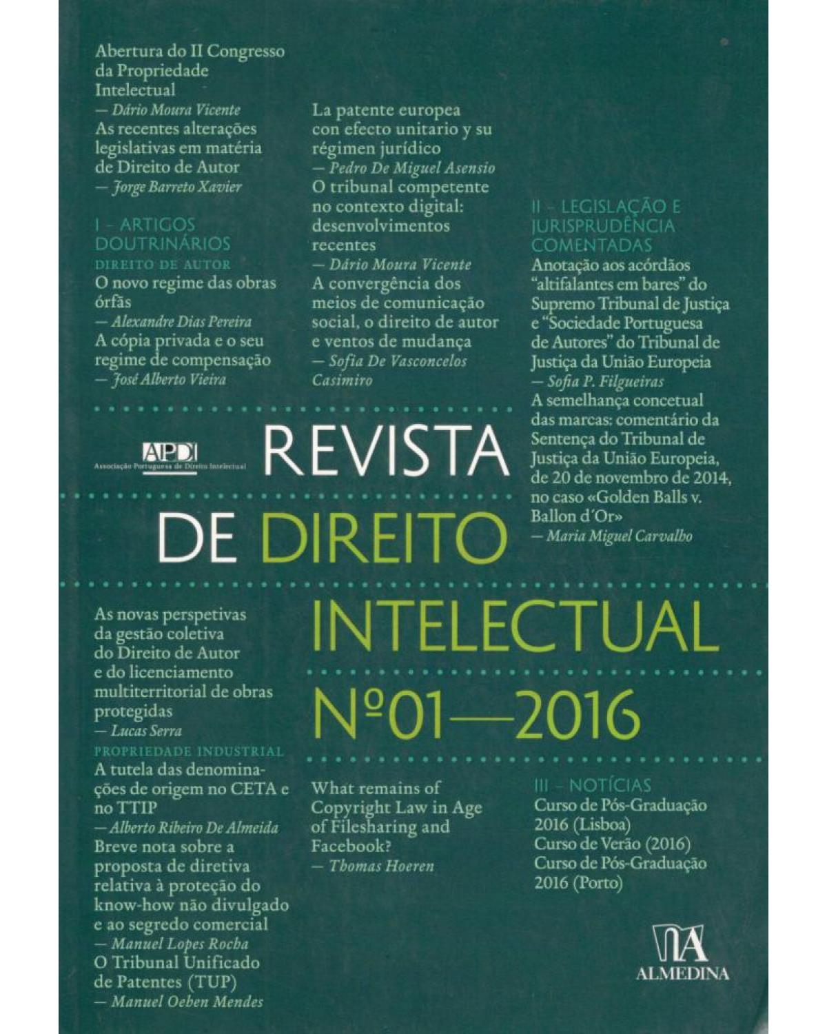 Revista de direito intelectual - nº 01 - 1ª Edição | 2016