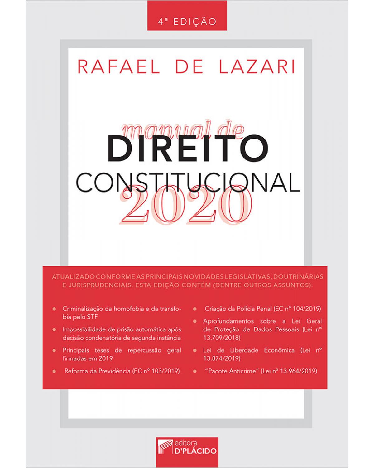 Manual de direito constitucional 2020 - 4ª Edição