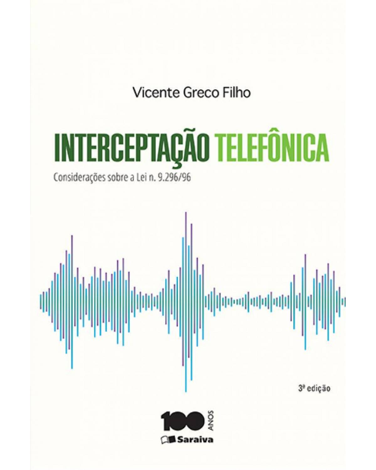 Interceptação telefônica - considerações sobre a lei n. 9.296/96 - 3ª Edição | 2015